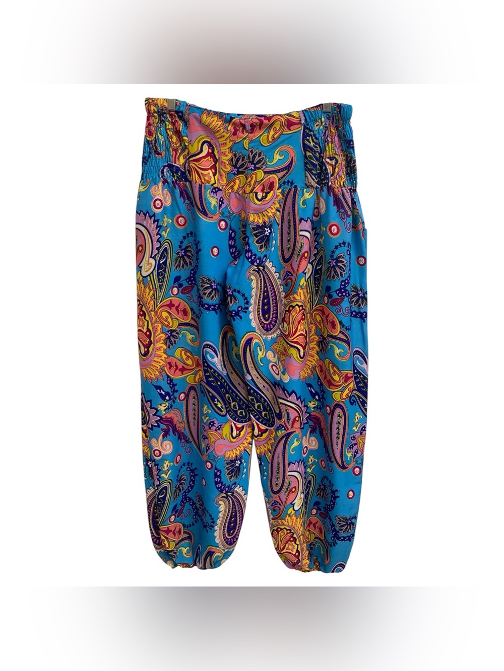 CAM Bright Turquoise Paisley Harem Pants Size L